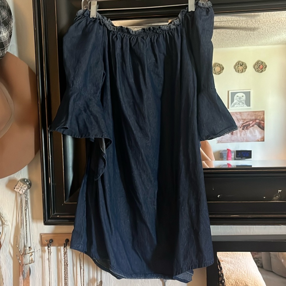 Off-Shoulder Navy Blue Women’s Dress